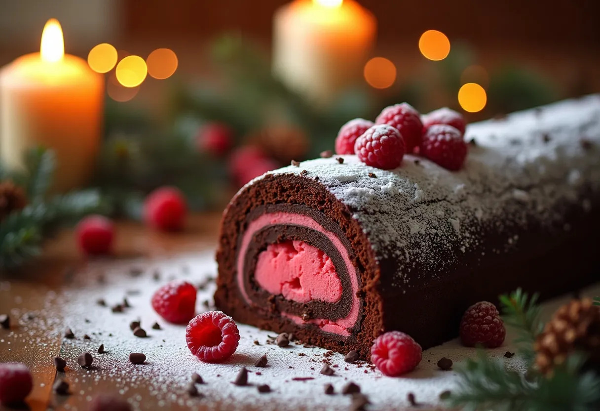 bûche chocolat-framboise